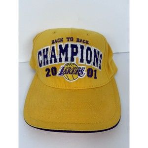 NBA Los Angeles Lakers 2001 Back To Back Champions Yellow Hat Cap Mens